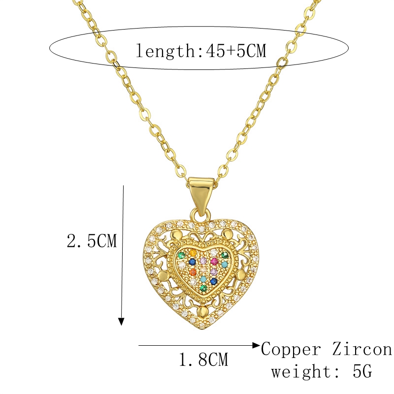 Streetwear Heart Shape Copper Plating Inlay Zircon Gold Plated Pendant Necklace display picture 1
