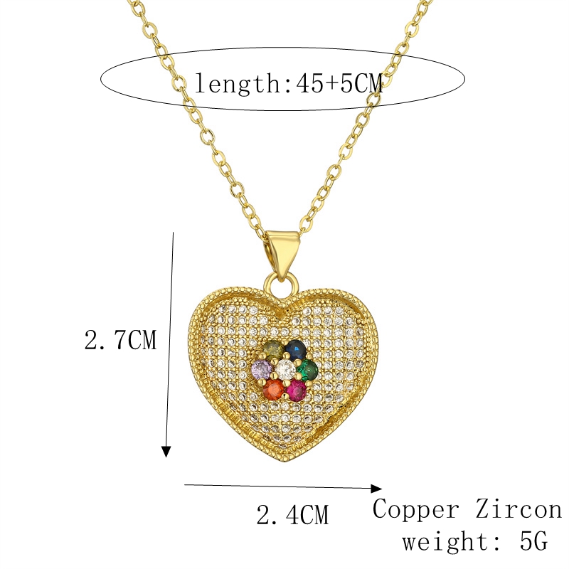 Streetwear Heart Shape Copper Plating Inlay Zircon Gold Plated Pendant Necklace display picture 3