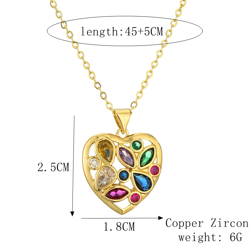 Simple Style Classic Style Water Droplets Heart Shape Copper Hollow Out Inlay Zircon Gold Plated Pendant Necklace display picture 2