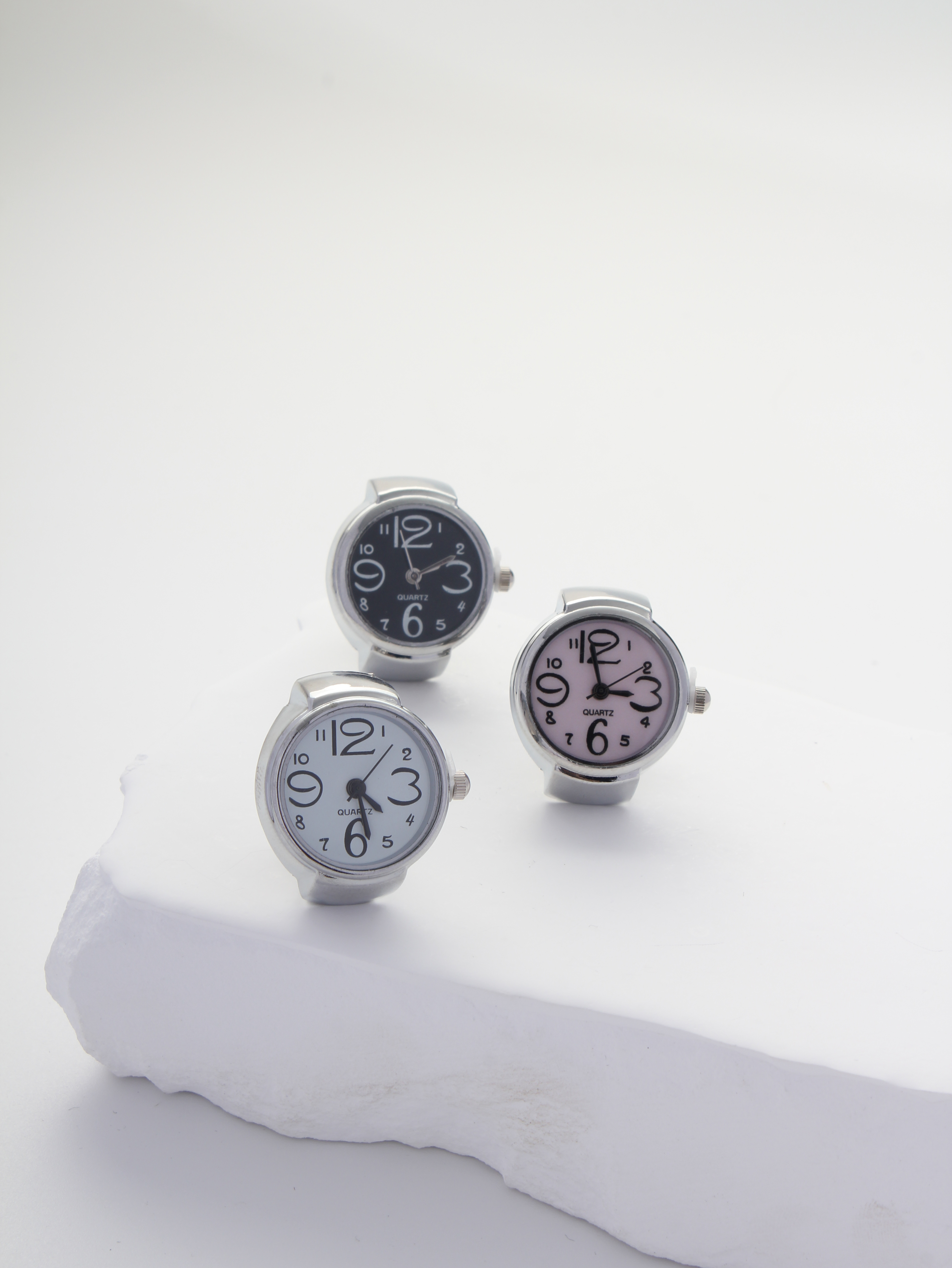 Casual Simple Style Clock Stainless Steel Alloy Plating Silver Plated Women's Open Rings display picture 4