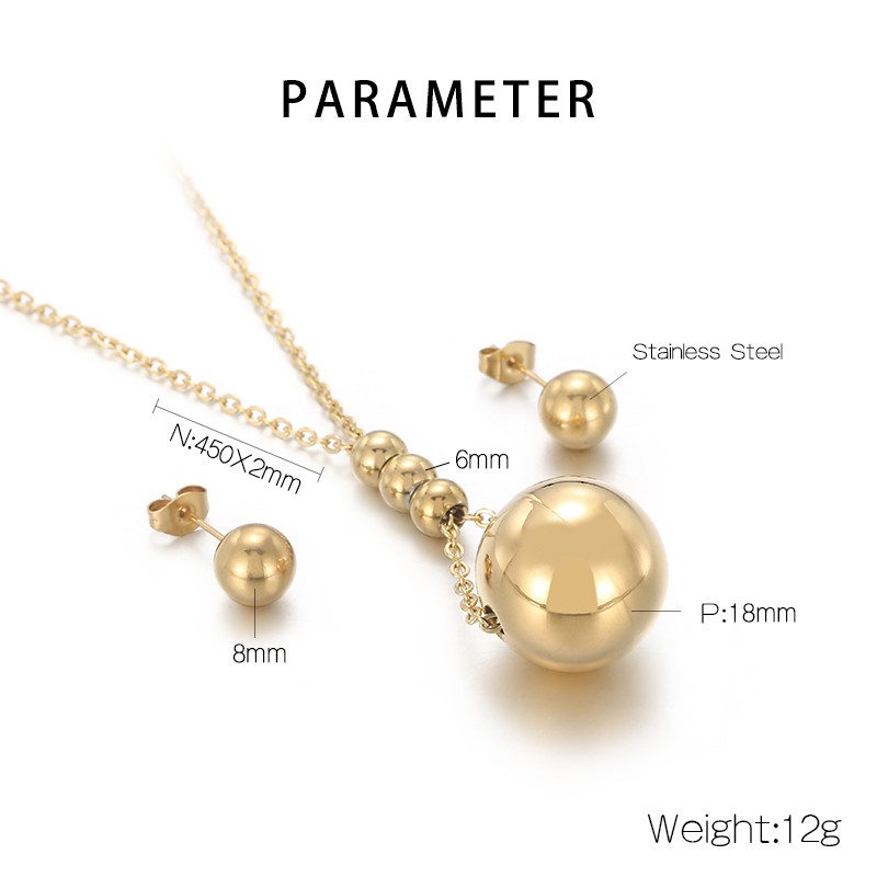 Titanium Steel 18K Gold Plated Casual Simple Style Plating Ball Jewelry Set display picture 12