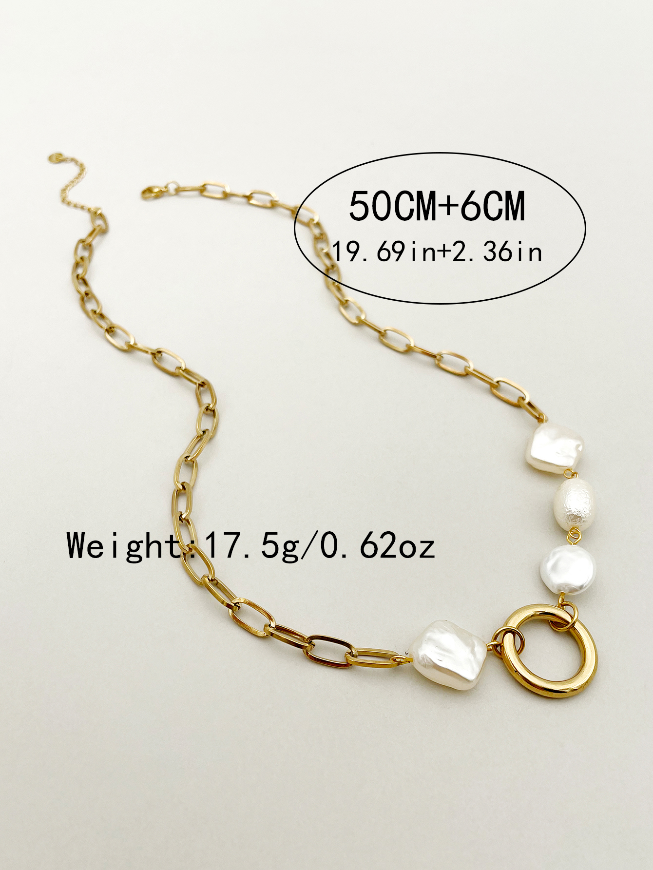 304 Stainless Steel 14K Gold Plated Simple Style Artistic Plating Circle Square Pearl Shell Necklace display picture 3