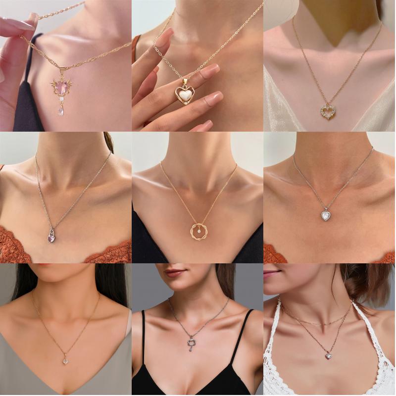 Romantic Shiny Heart Shape Rhombus Copper Plating Inlay Crystal Rhinestones Zircon 18k Gold Plated Gold Plated Silver Plated Pendant Necklace display picture 1