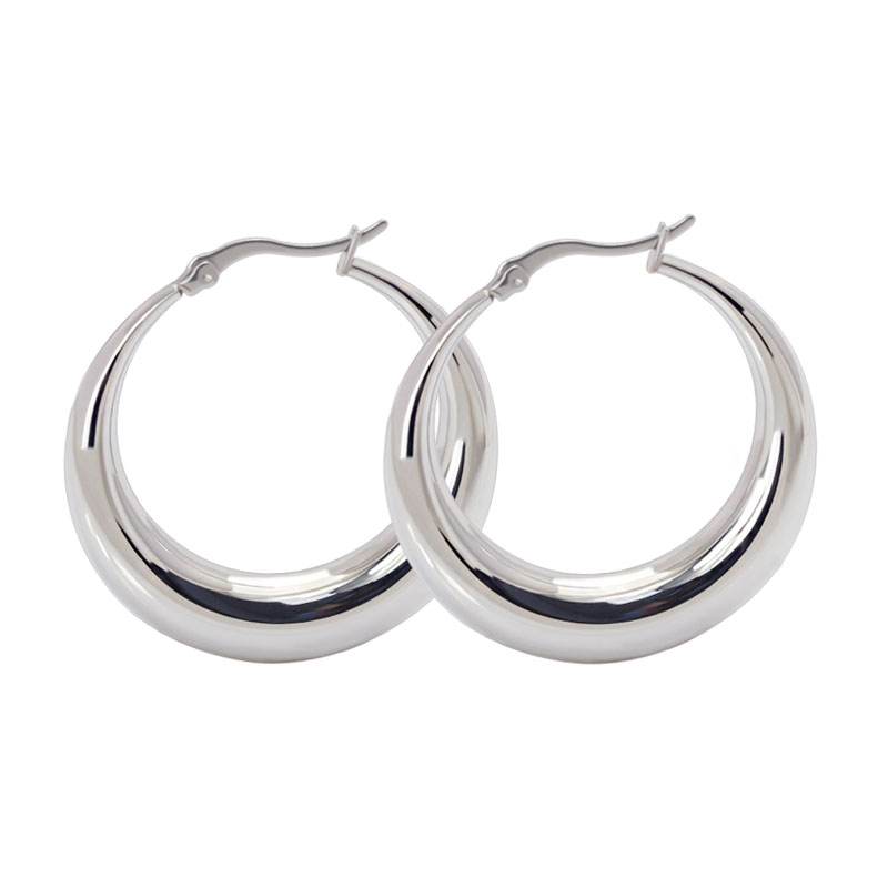 1 Pair Simple Style Commute Solid Color Plating 304 Stainless Steel Gold Plated Hoop Earrings display picture 2