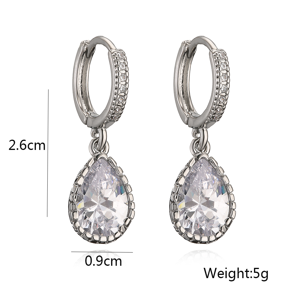 1 Pair Simple Style Commute Water Droplets Plating Inlay Copper Zircon 18k Gold Plated Drop Earrings display picture 1