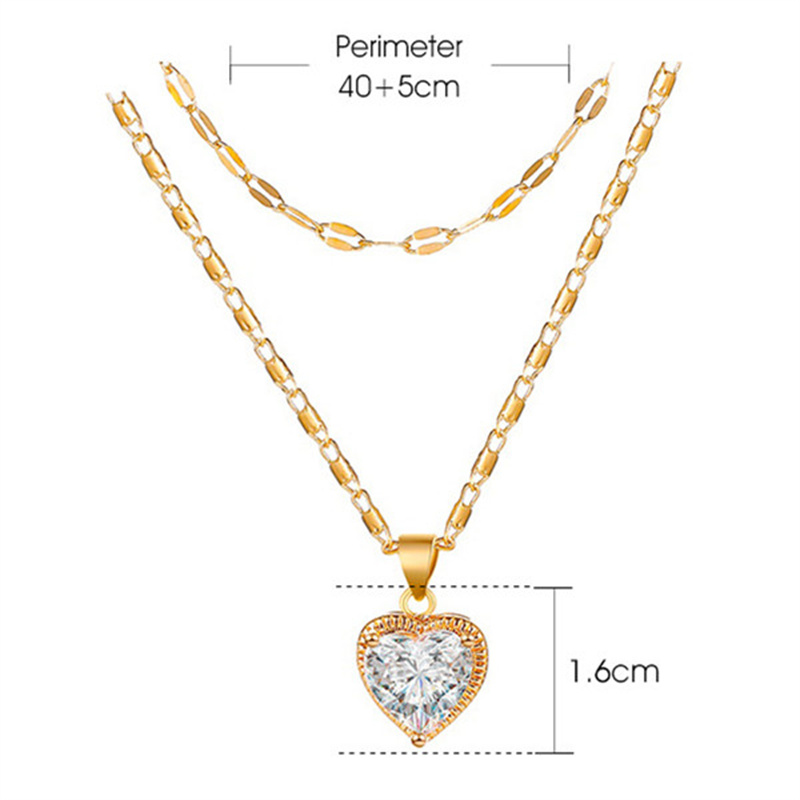 Romantic Shiny Heart Shape Rhombus Copper Plating Inlay Crystal Rhinestones Zircon 18k Gold Plated Gold Plated Silver Plated Pendant Necklace display picture 15