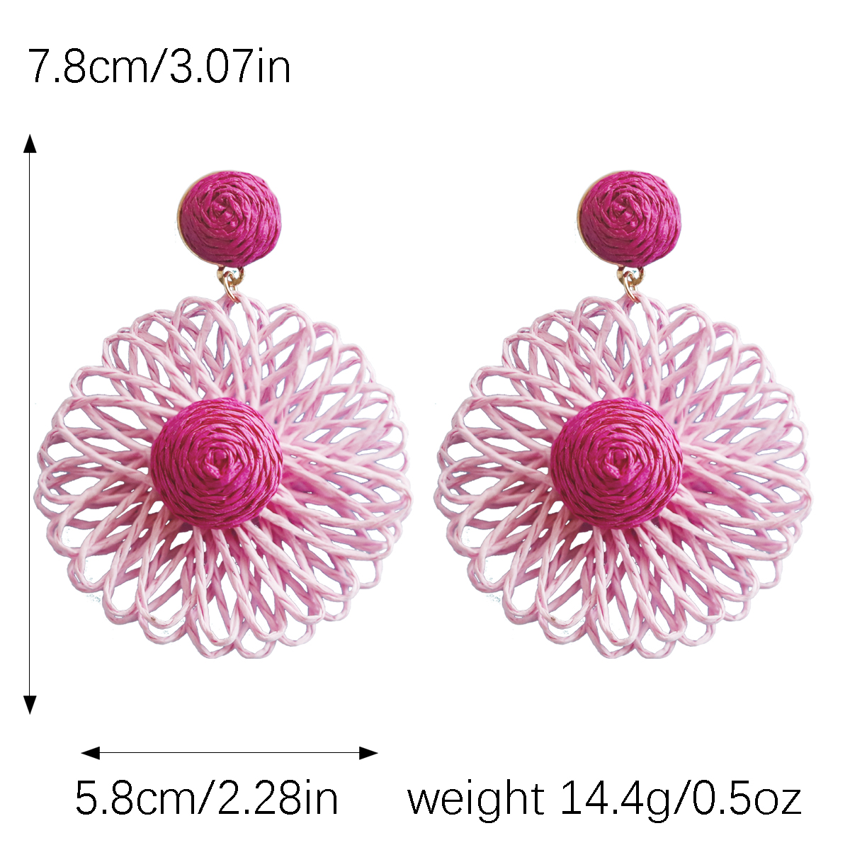 1 Pair Ig Style Vacation Flower Handmade Raffia Drop Earrings display picture 6
