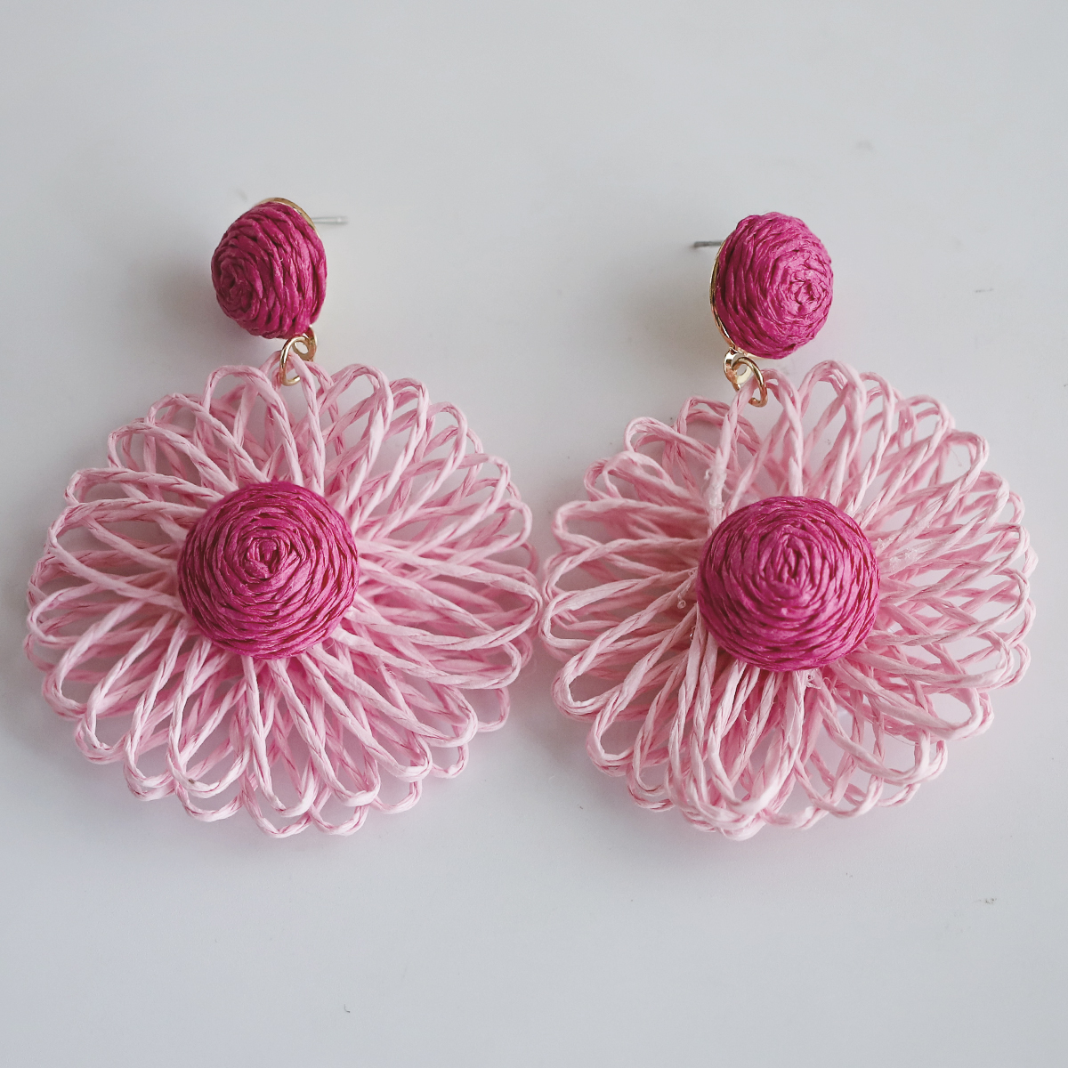 1 Pair Ig Style Vacation Flower Handmade Raffia Drop Earrings display picture 7