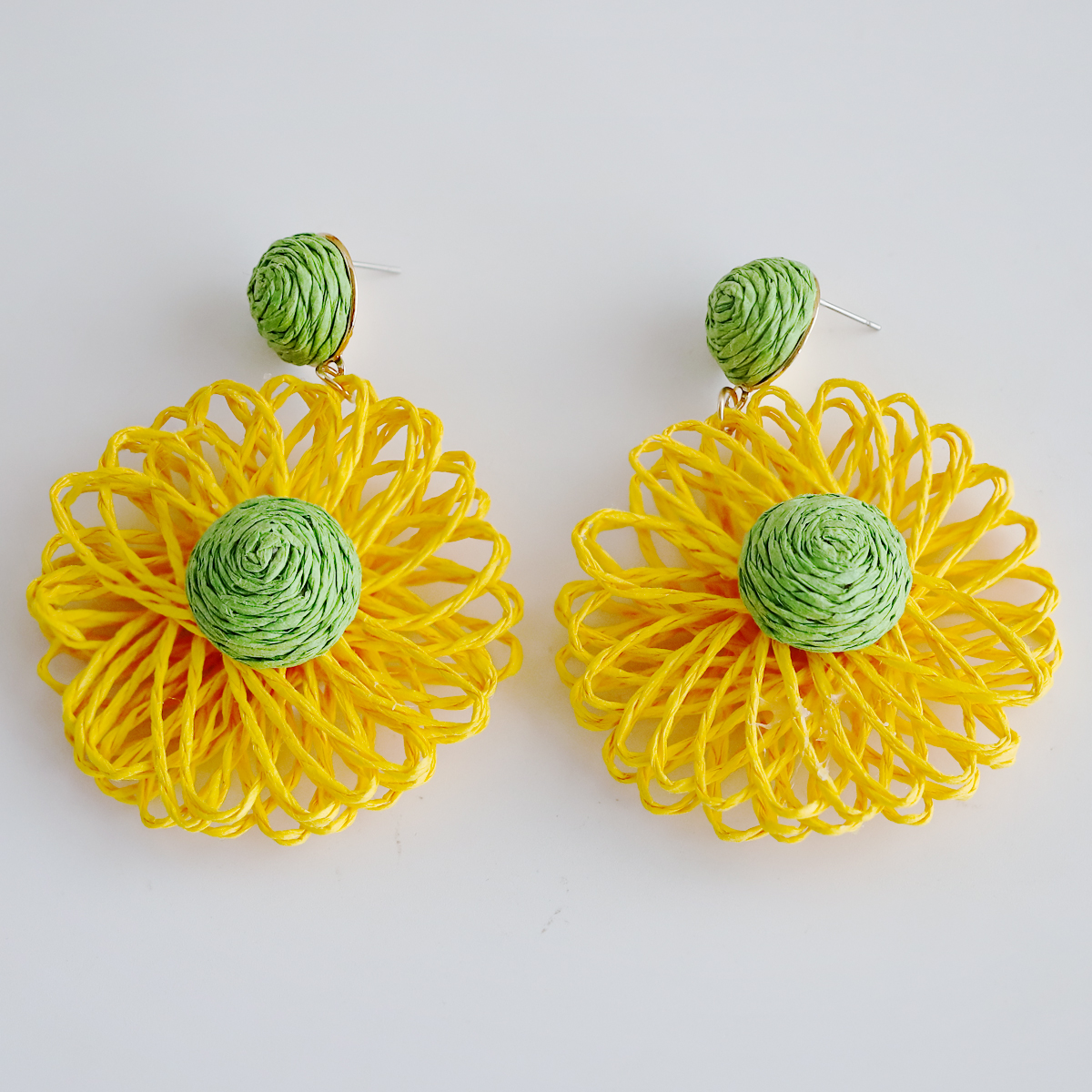 1 Pair Ig Style Vacation Flower Handmade Raffia Drop Earrings display picture 8