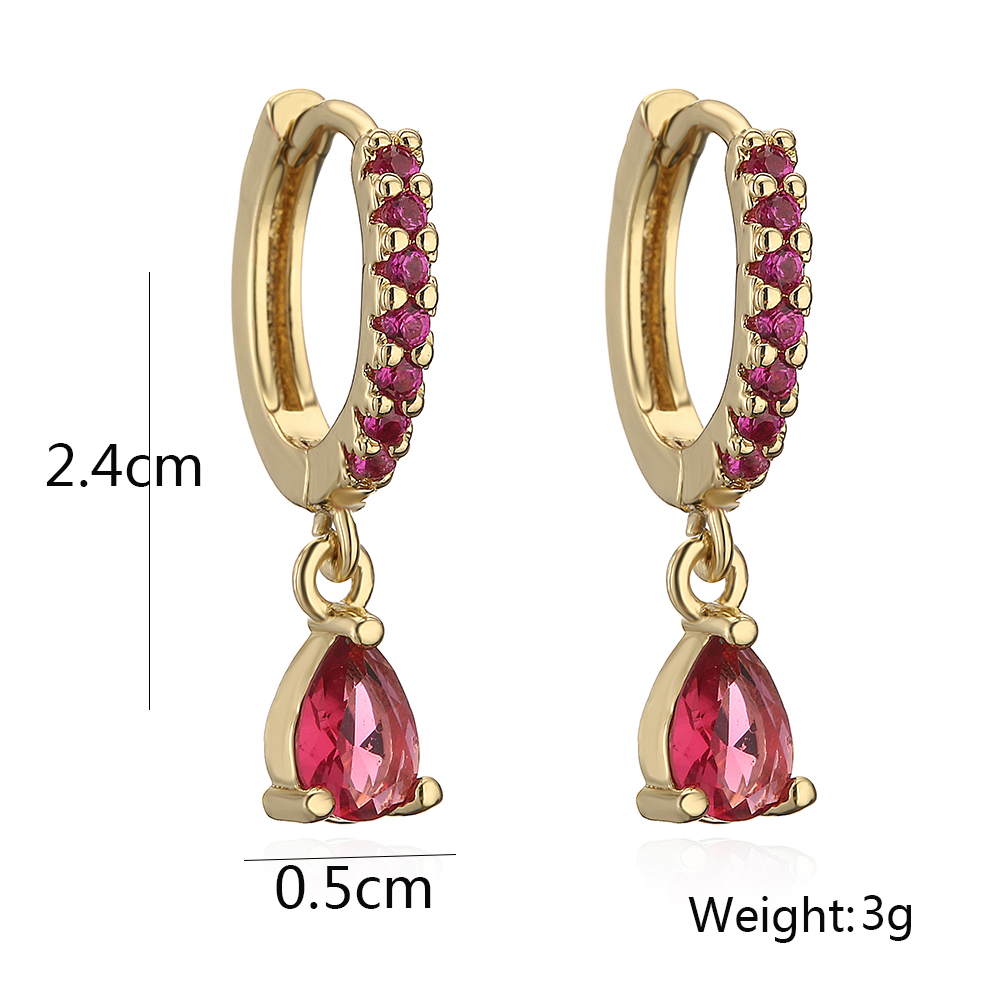 1 Pair Simple Style Water Droplets Plating Inlay Copper Zircon 18k Gold Plated Drop Earrings display picture 1