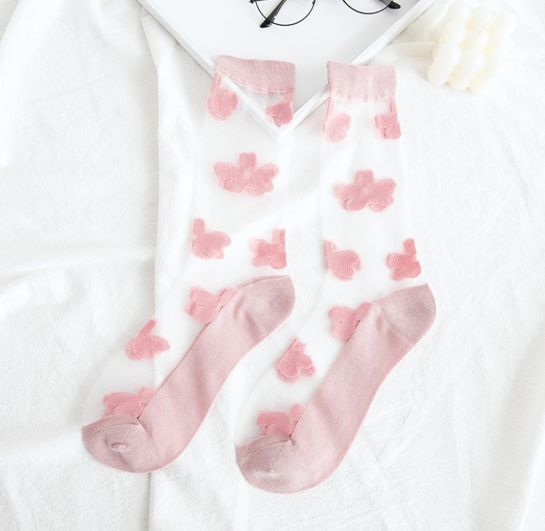 Women's Sweet Flower Polyester Jacquard Crew Socks A Pair display picture 3