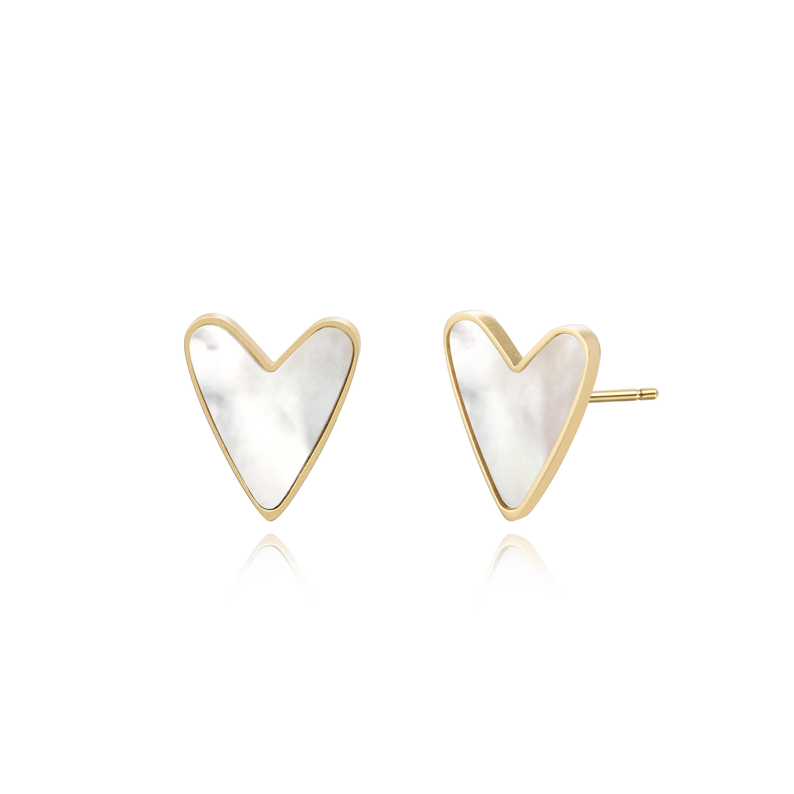 1 Pair Simple Style Heart Shape Plating Inlay Stainless Steel Shell Gold Plated Ear Studs display picture 3