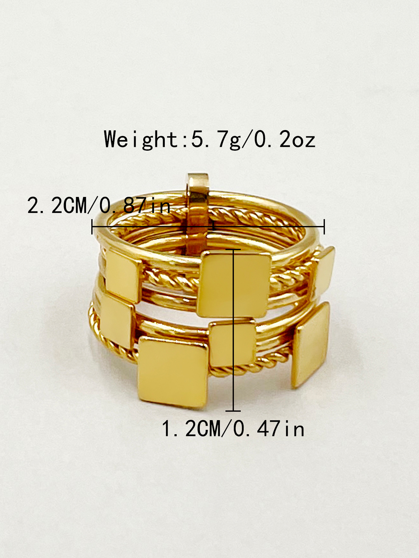 304 Stainless Steel 14K Gold Plated Simple Style Commute Plating Square Solid Color Rings display picture 3