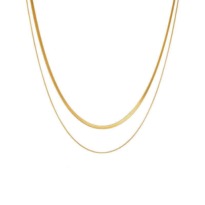 Titanium Steel 18K Gold Plated Casual Simple Style Plating Solid Color Layered Necklaces display picture 1