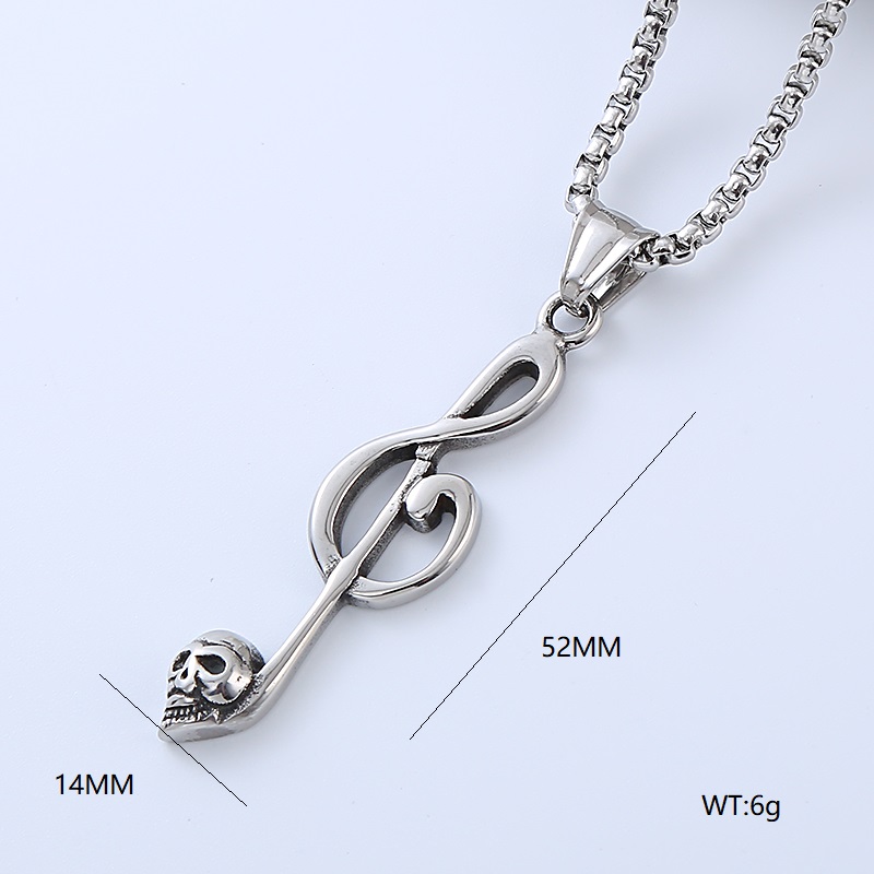 Punk Cool Style Heart Shape Notes Skull 304 Stainless Steel Polishing Men'S display picture 2