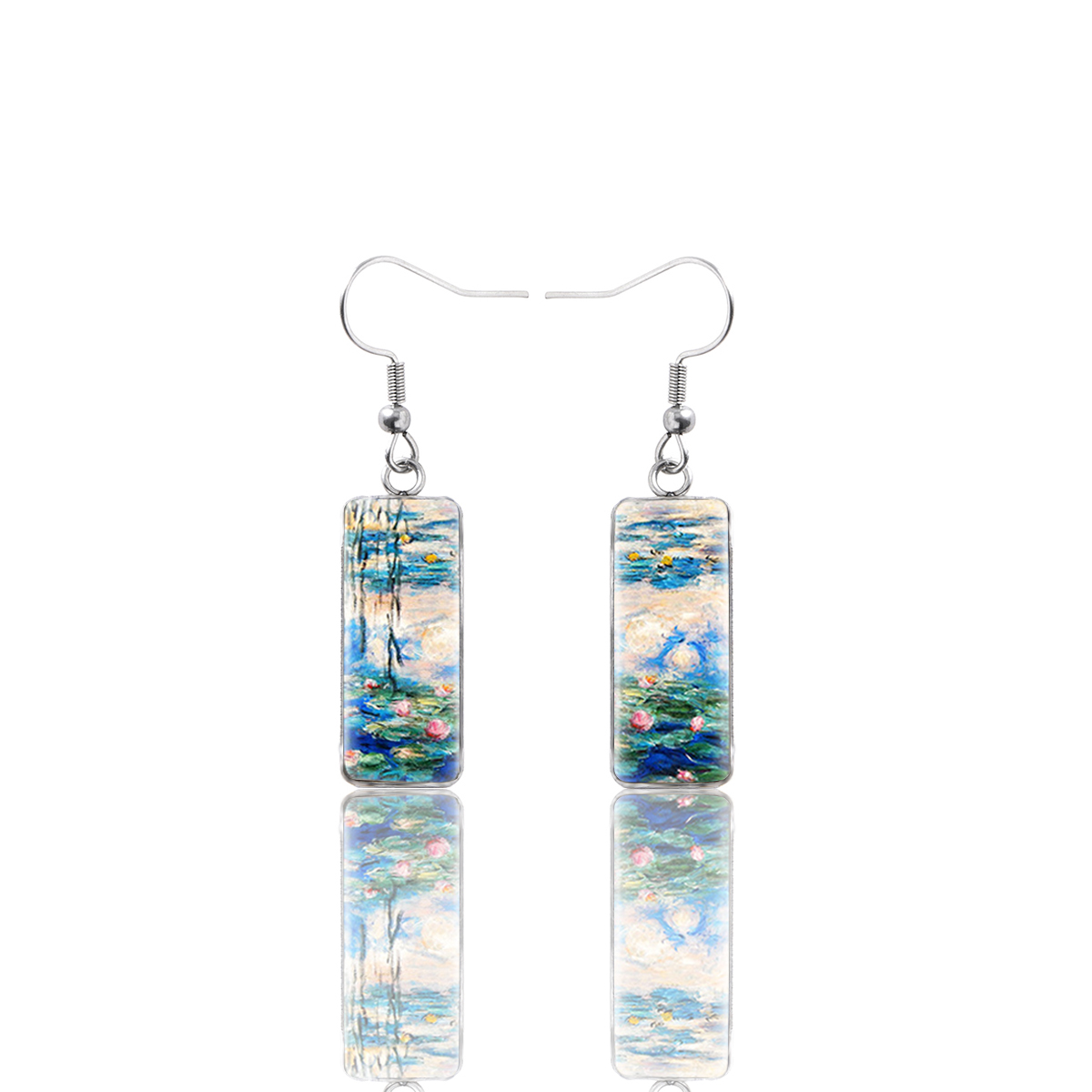 1 Pair French Style Pastoral Cartoon Inlay 304 Stainless Steel Glass Drop Earrings display picture 3