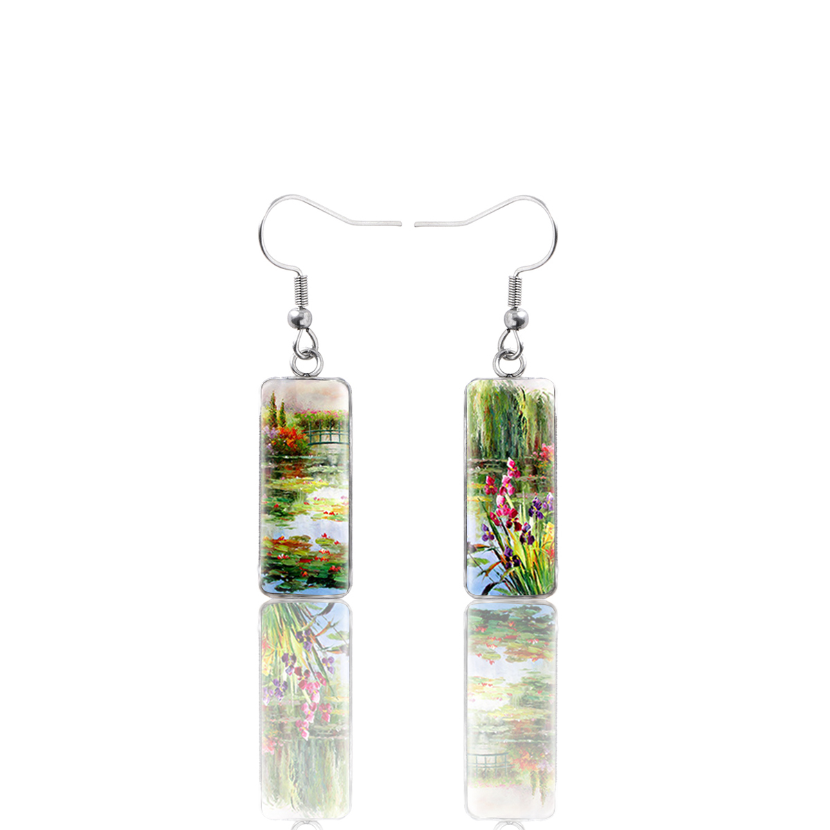 1 Pair French Style Pastoral Cartoon Inlay 304 Stainless Steel Glass Drop Earrings display picture 7