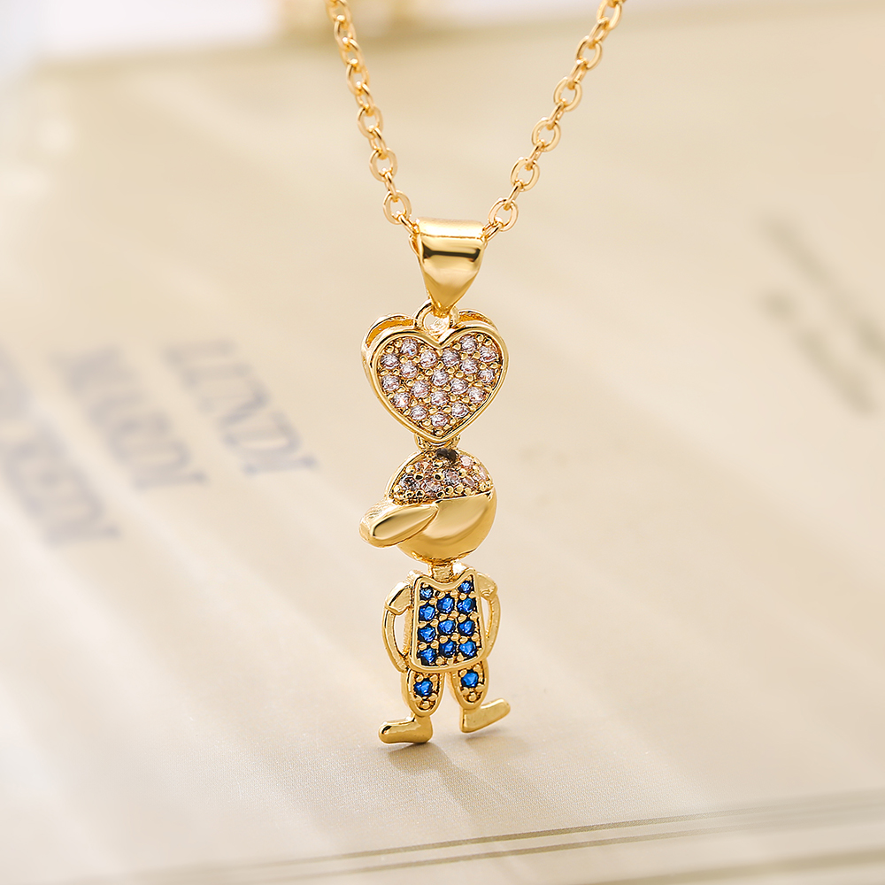 Simple Style Commute Human Heart Shape Copper Plating Inlay Zircon 18k Gold Plated Pendant Necklace display picture 2