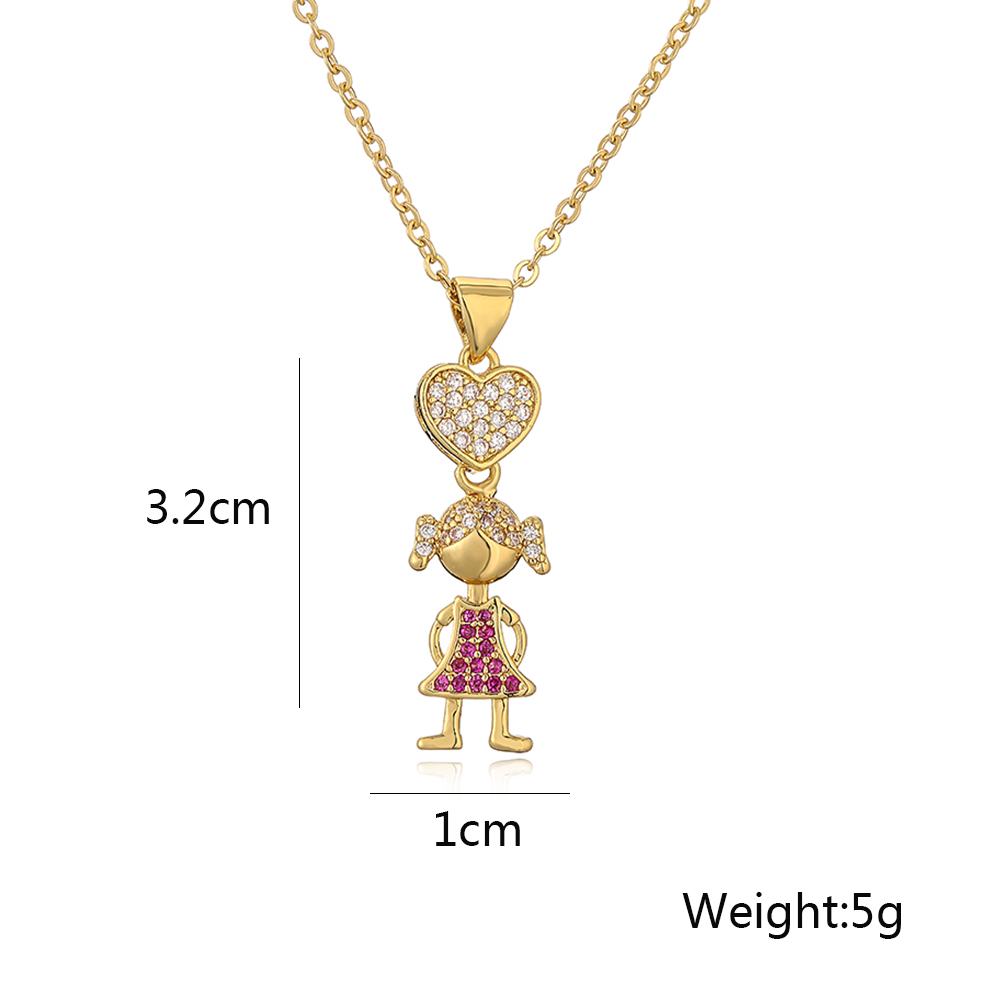 Simple Style Commute Human Heart Shape Copper Plating Inlay Zircon 18k Gold Plated Pendant Necklace display picture 1