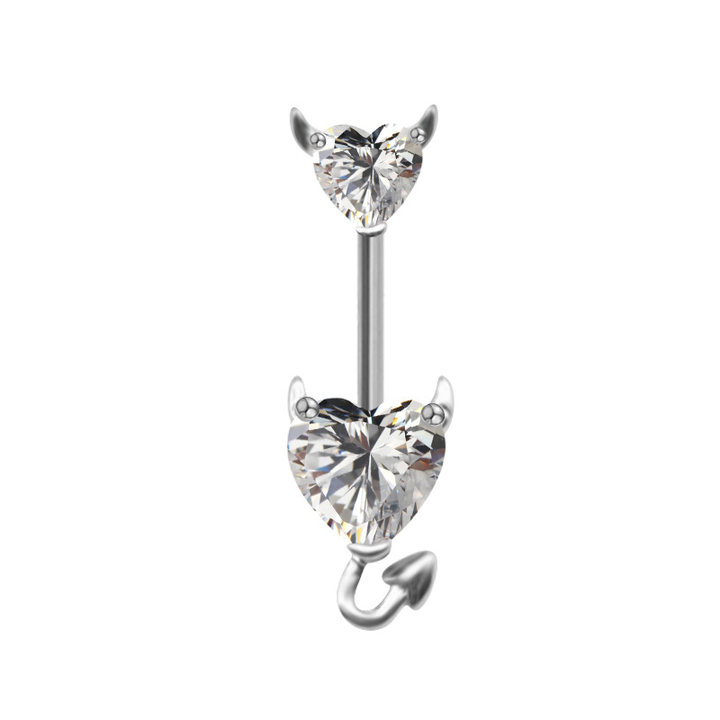 Elegant Vintage Style Classic Style Heart Shape Stainless Steel Titanium Steel Beaded Plating Inlay Rhinestones Zircon White Gold Plated Gold Plated Belly Ring display picture 2