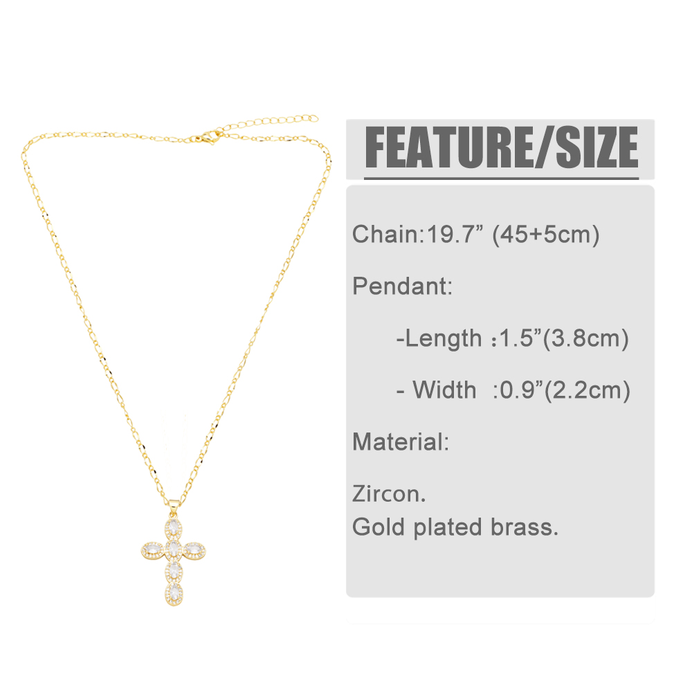 Vintage Style Cross Stainless Steel Copper Plating Inlay Zircon 18k Gold Plated Pendant Necklace display picture 1