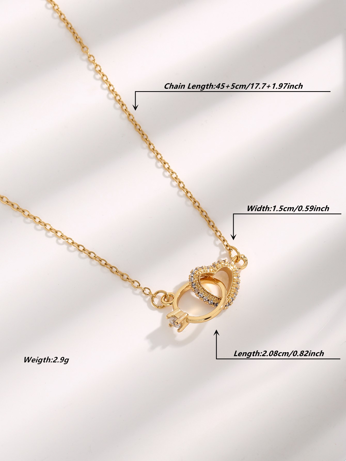 Simple Style Heart Shape Fish Tail Titanium Steel Plating Inlay Zircon Gold Plated Necklace display picture 5