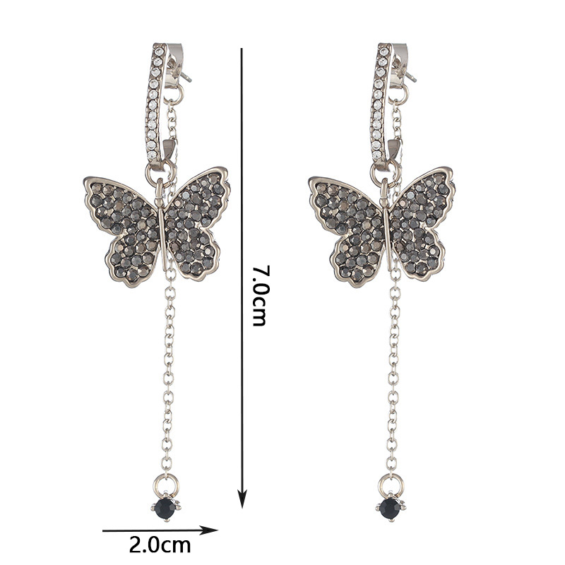 1 Pair Vintage Style Exaggerated Butterfly Inlay Copper Rhinestones Drop Earrings display picture 1