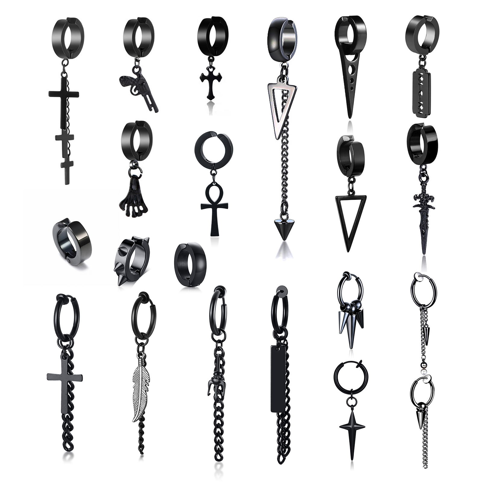 1 Piece Punk Cool Style Cross Chain 201 Stainless Steel Ear Cuffs display picture 1