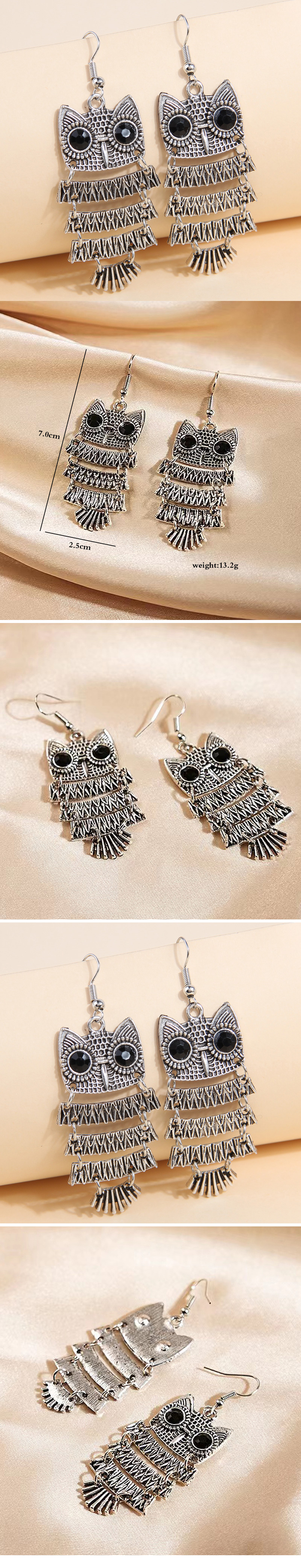1 Pair Cartoon Style Owl Alloy Drop Earrings display picture 1