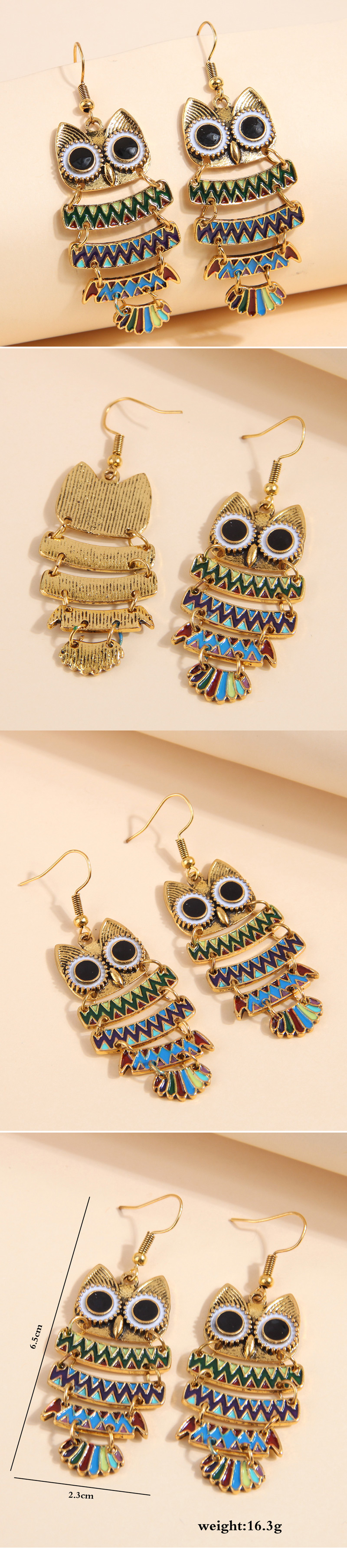 1 Pair Cartoon Style Owl Alloy Drop Earrings display picture 2