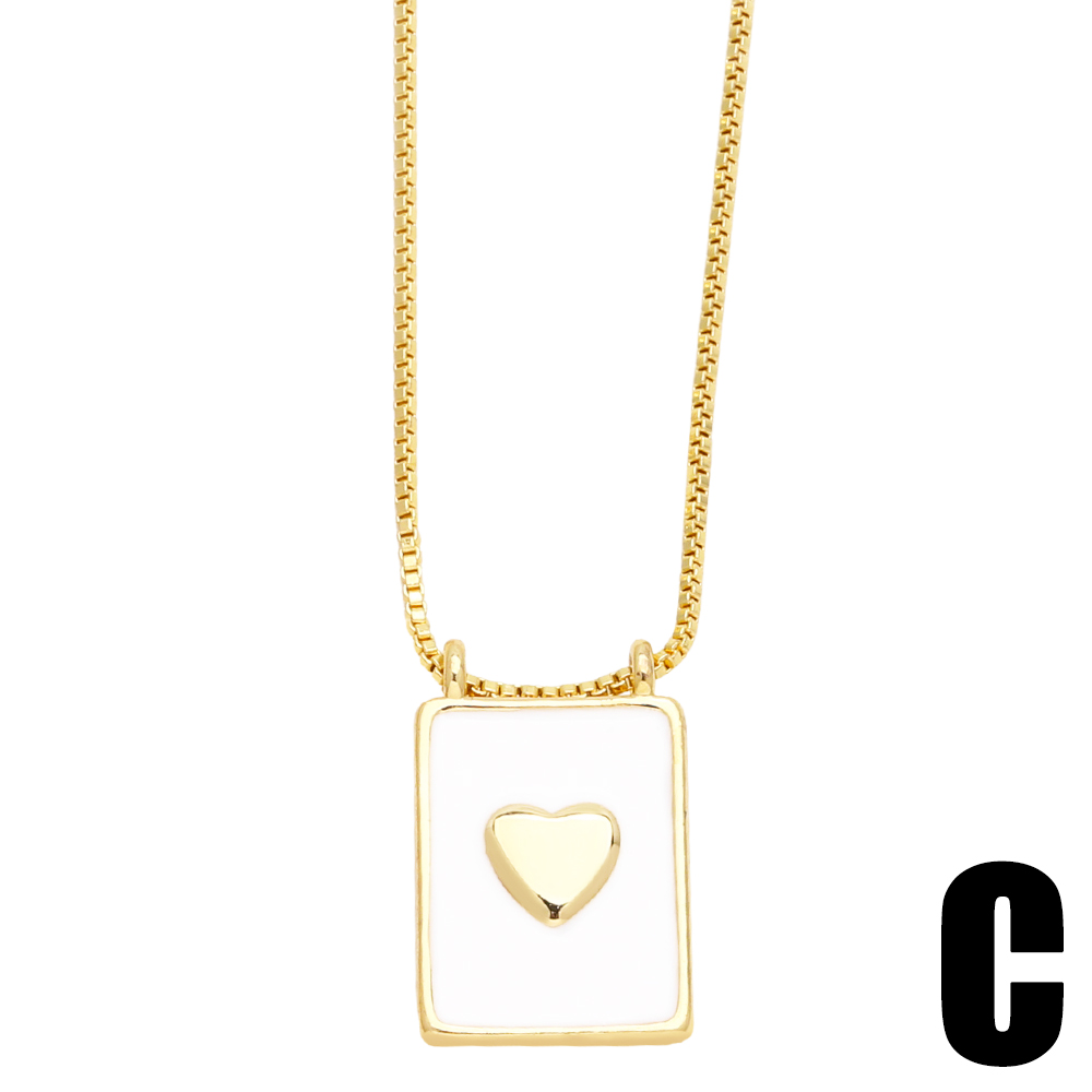Casual Simple Style Human Heart Shape Rectangle Stainless Steel Copper Enamel Plating 18k Gold Plated Pendant Necklace Long Necklace display picture 5