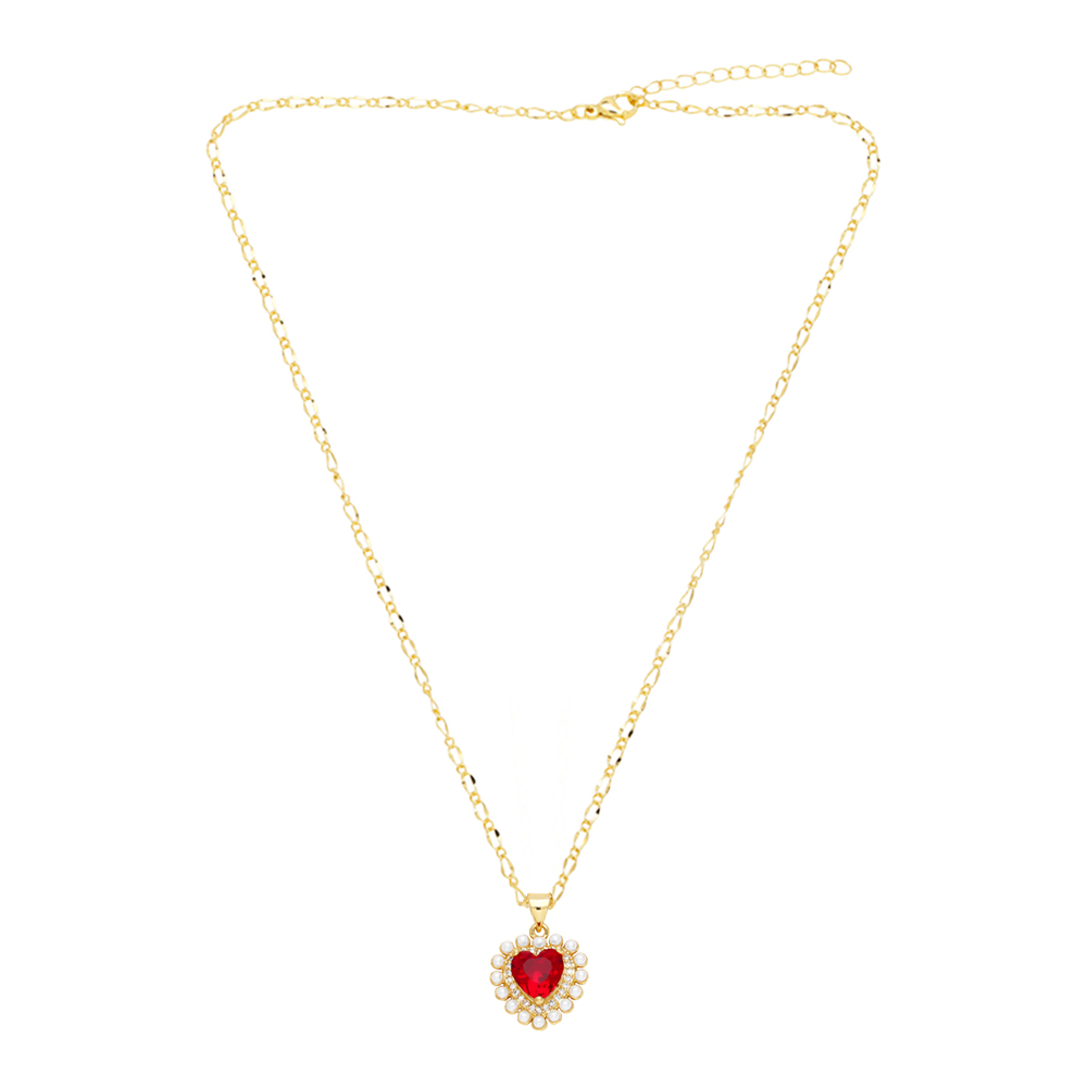 Casual Simple Style Heart Shape Stainless Steel Copper Plating Inlay Pearl Zircon 18k Gold Plated Pendant Necklace Long Necklace display picture 6