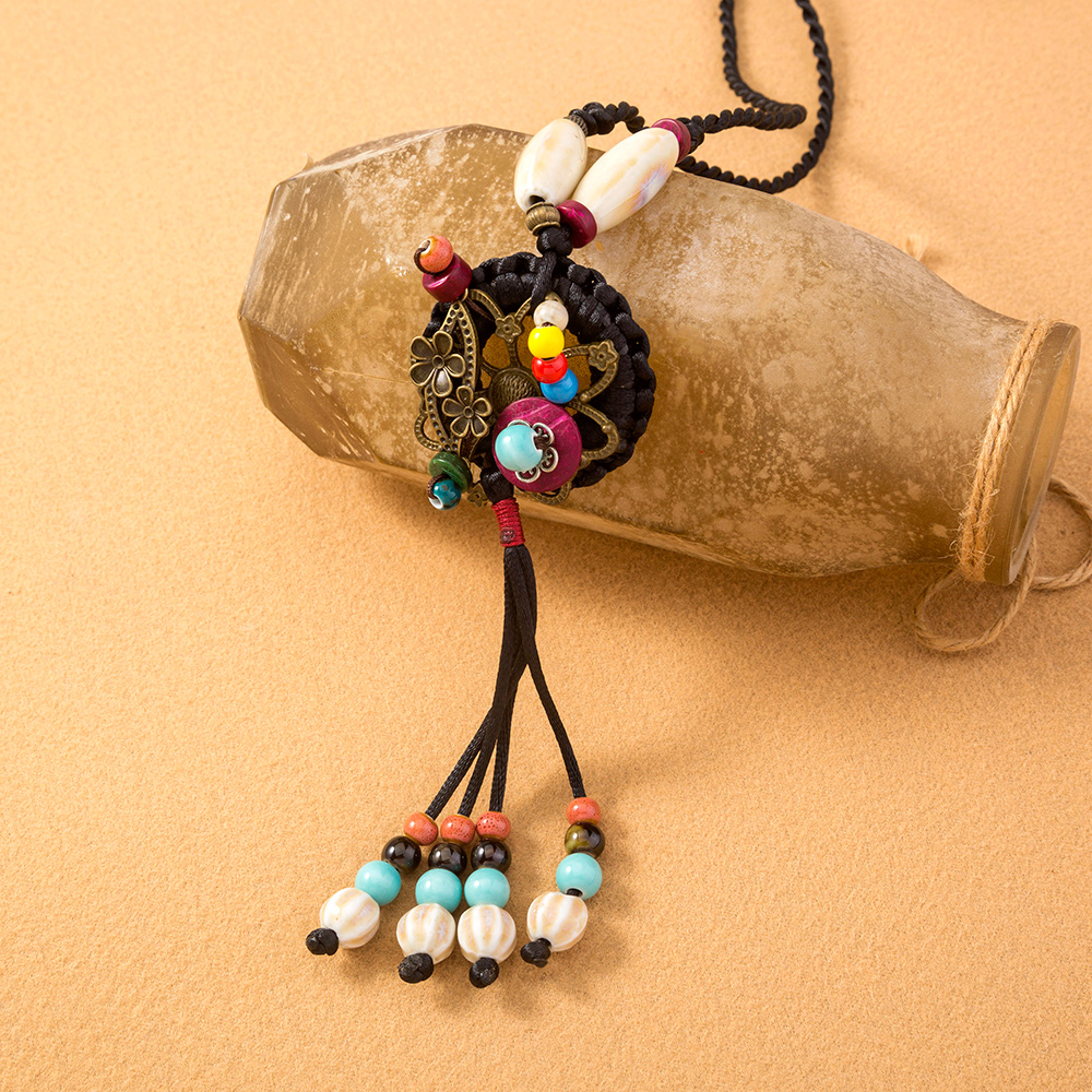 Ethnic Style Bohemian Tassel Flower Natural Stone Nylon Wholesale Pendant Necklace display picture 1