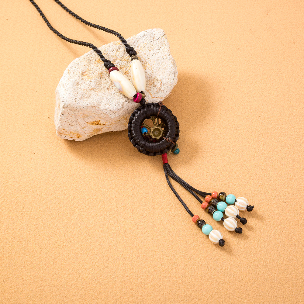 Ethnic Style Bohemian Tassel Flower Natural Stone Nylon Wholesale Pendant Necklace display picture 5