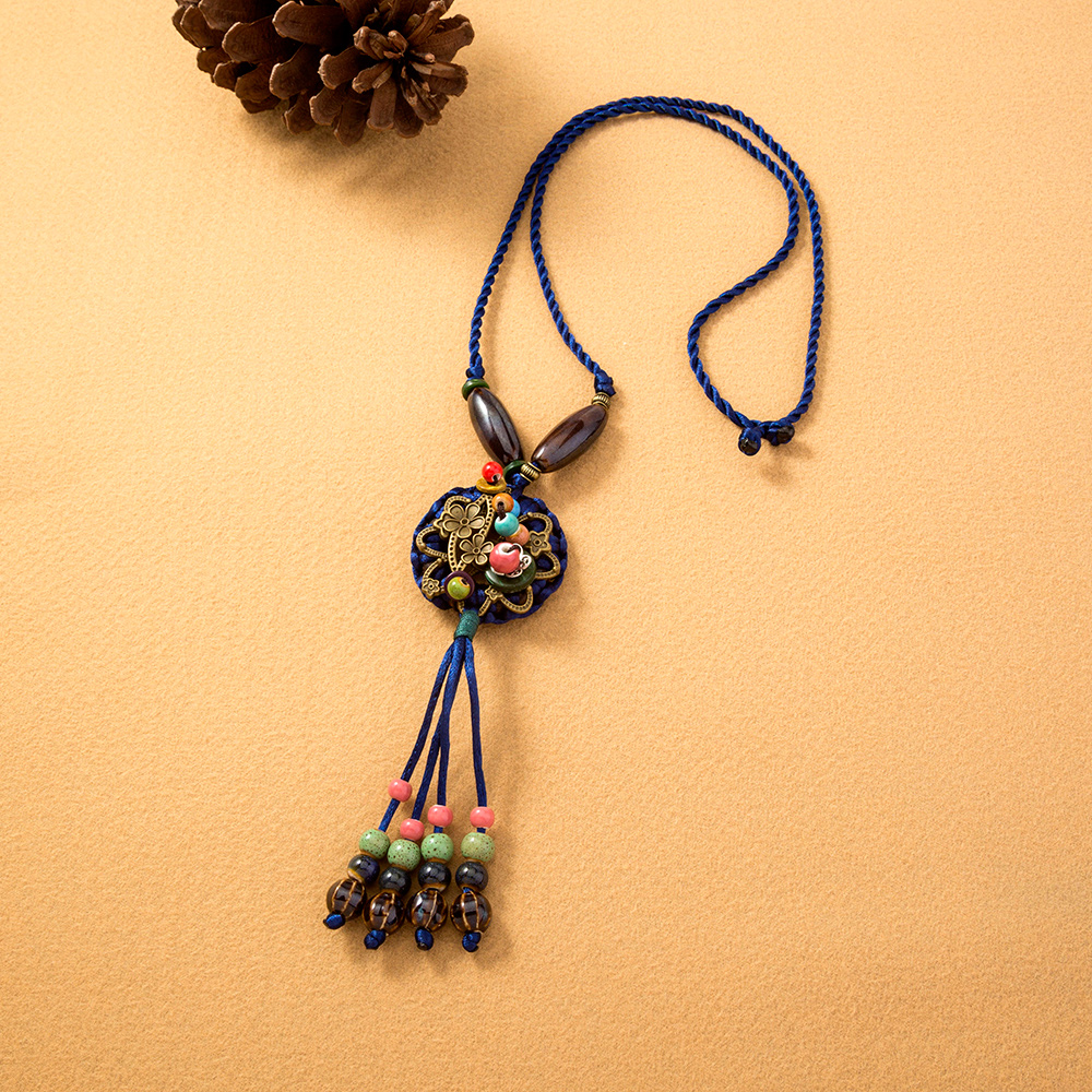 Ethnic Style Bohemian Tassel Flower Natural Stone Nylon Wholesale Pendant Necklace display picture 10