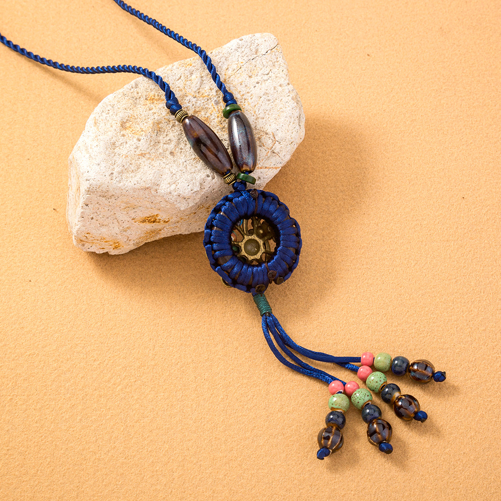 Ethnic Style Bohemian Tassel Flower Natural Stone Nylon Wholesale Pendant Necklace display picture 8