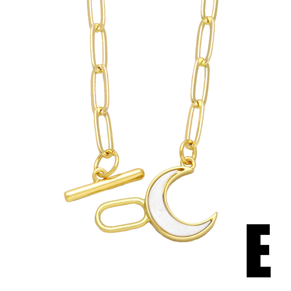 Artistique Star Lune Le Cuivre Toggle Placage Incruster Coquille Plaqué Or 18k Collier display picture 6