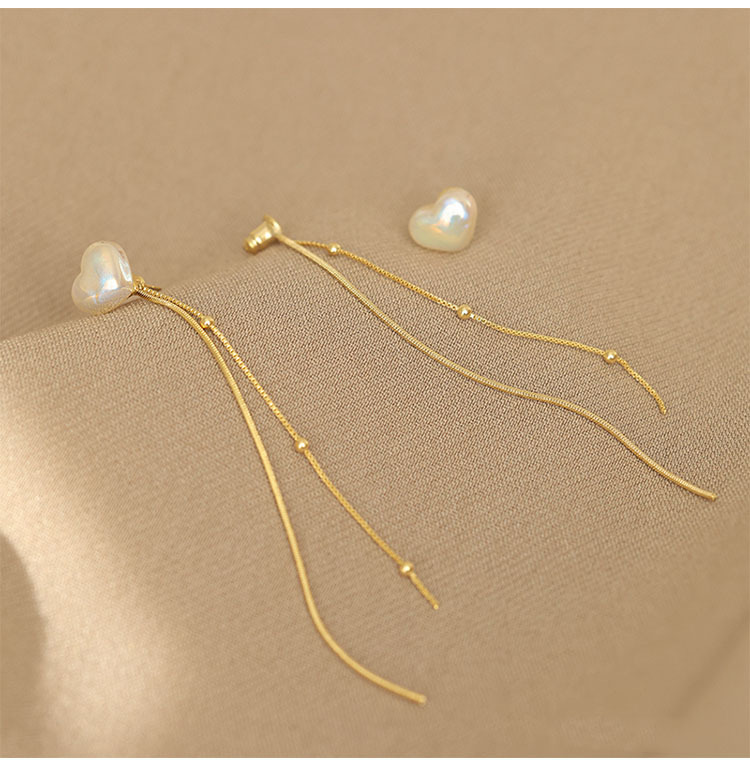 1 Pair Fairy Style Korean Style Heart Shape Inlay Alloy Artificial Pearls Dangling Earrings display picture 3