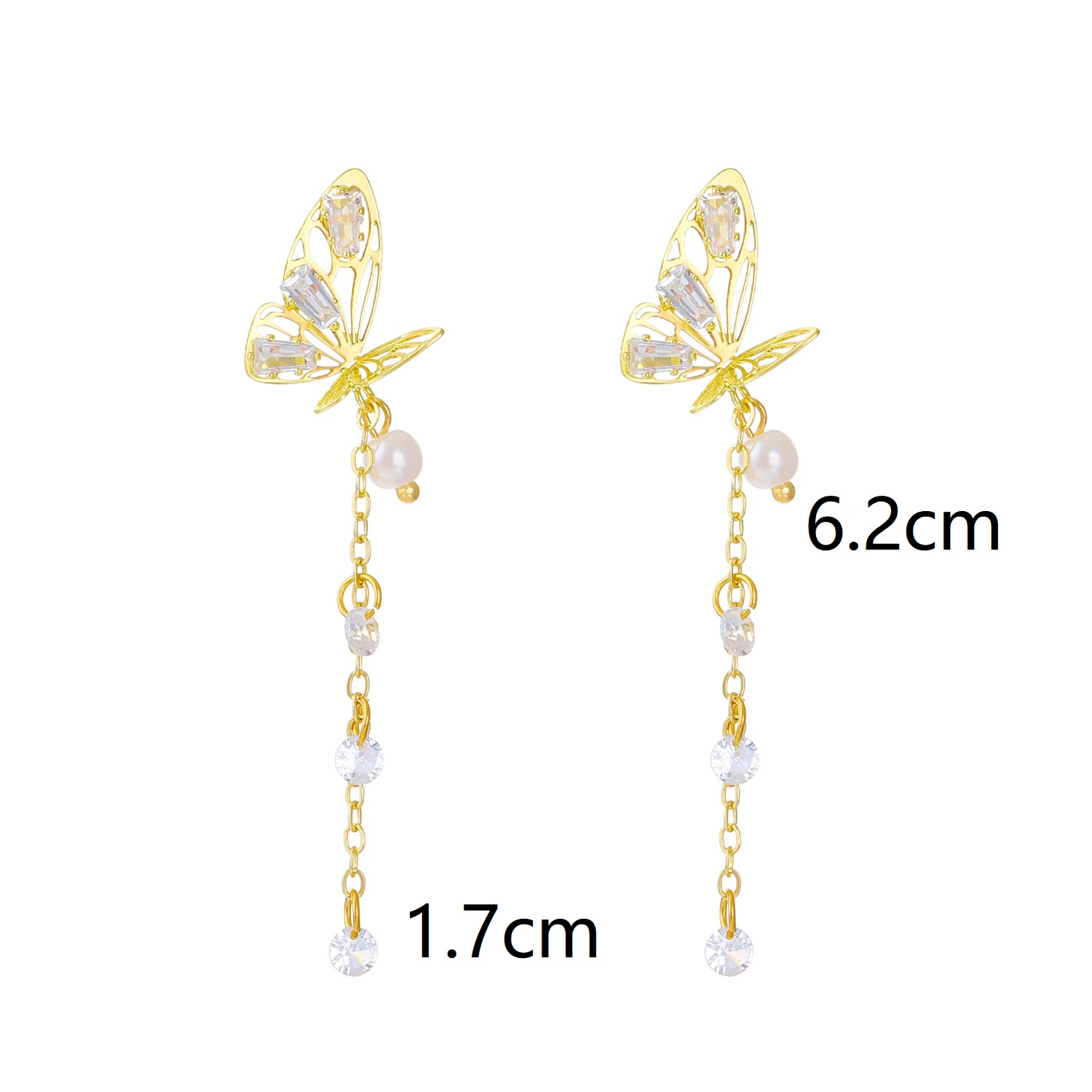 1 Pair Ig Style Japanese Style Tassel Butterfly Plating Inlay Imitation Pearl Alloy Rhinestones 14k Gold Plated Drop Earrings display picture 1