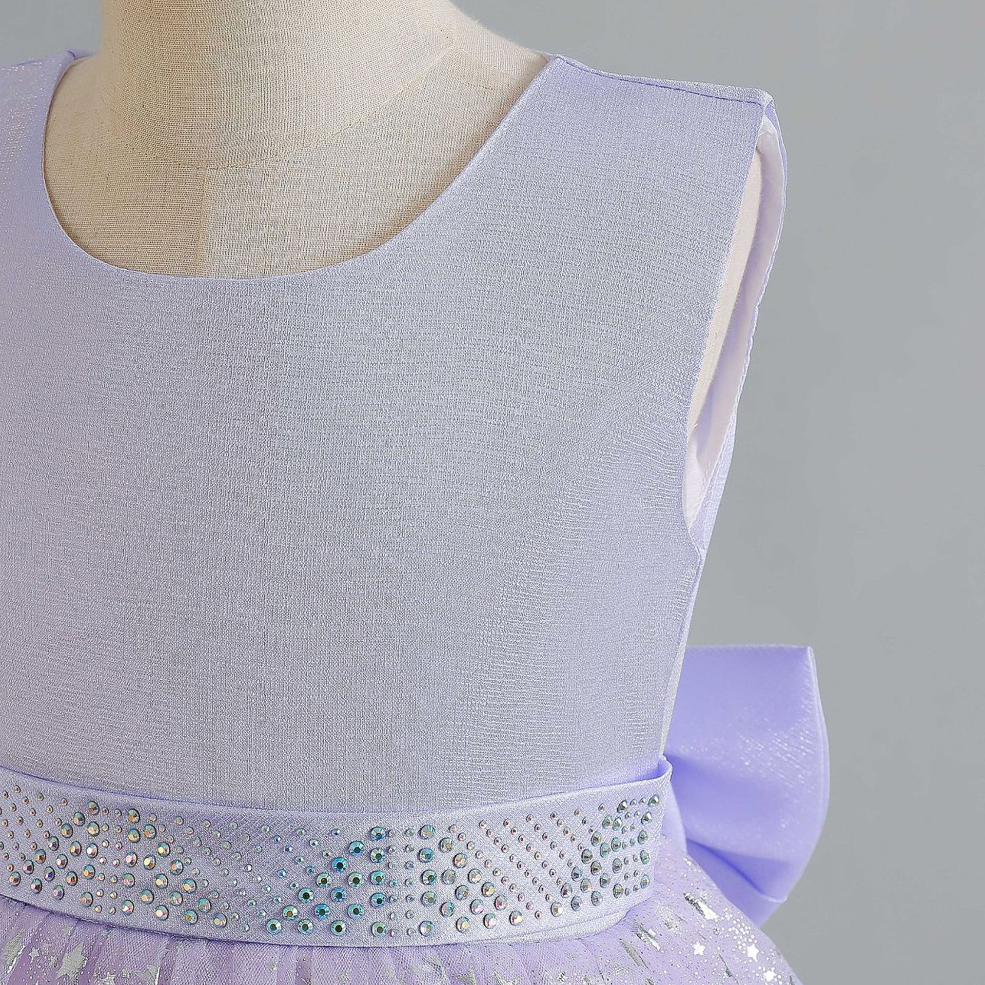 Elegant Princess Solid Color Sequins Bow Back Polyester Girls Dresses display picture 10
