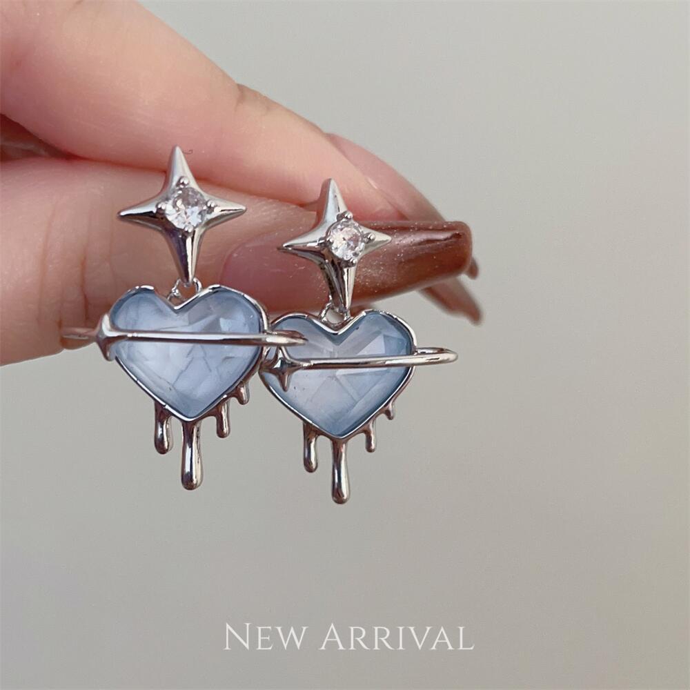 1 Pair Fairy Style Korean Style Heart Shape Inlay Alloy Artificial Gemstones Ear Studs display picture 1