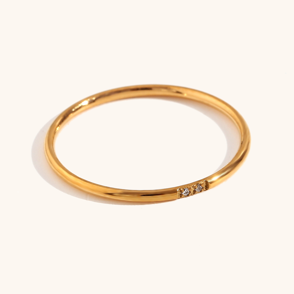 Basic Simple Style Classic Style Solid Color Stainless Steel Plating Inlay Rhinestones 18k Gold Plated Rings display picture 2