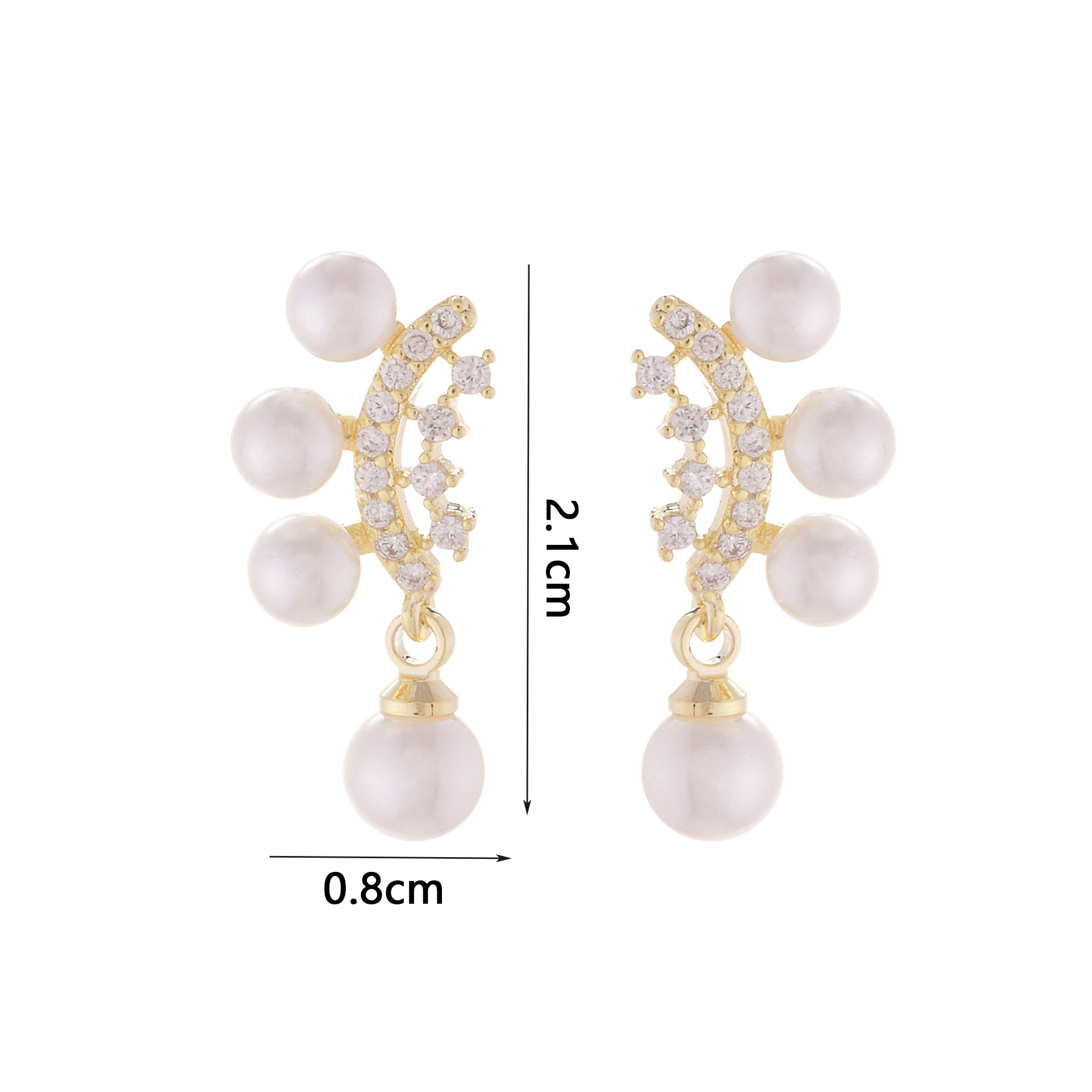 1 Paar Retro Französische Art Pendeln Runden Überzug Inlay Kupfer Künstliche Perlen Zirkon 14 Karat Vergoldet Ohrstecker display picture 5