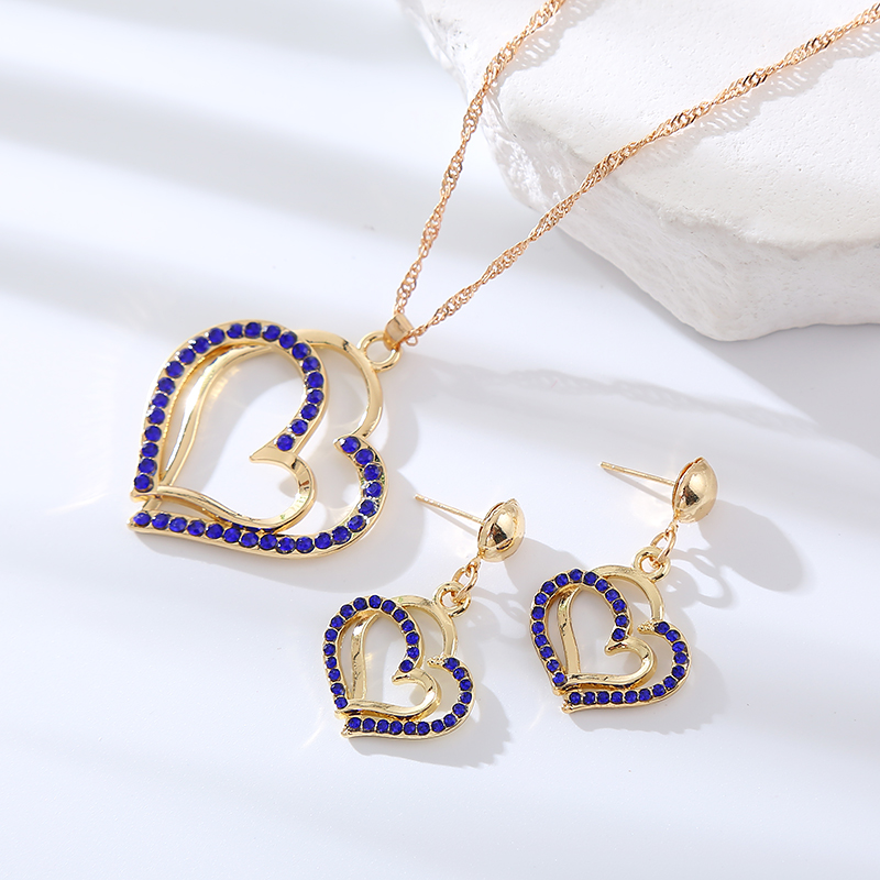 Elegant Luxurious Heart Shape Alloy Inlay Rhinestones Women's Earrings Necklace display picture 7