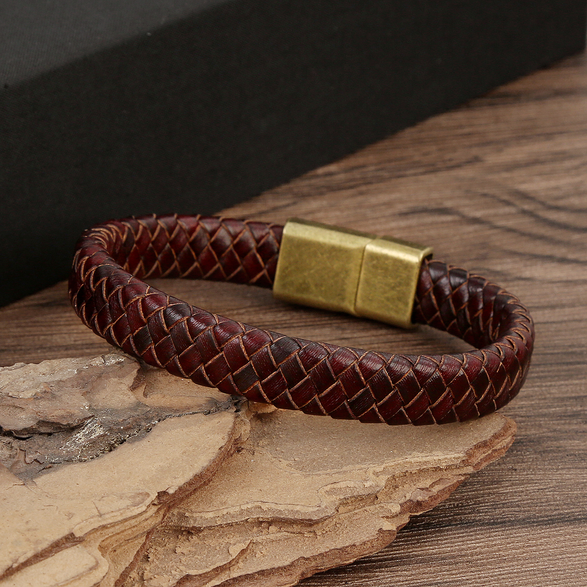 Hip-Hop Streetwear Solid Color Alloy Leather Handmade Braid Men'S Bangle display picture 8