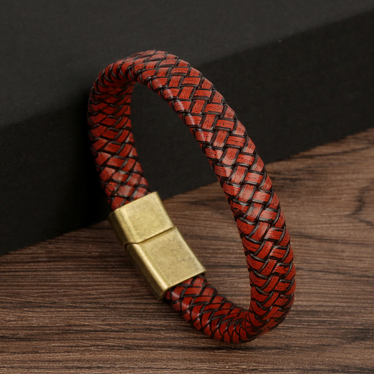 Hip-Hop Streetwear Solid Color Alloy Leather Handmade Braid Men'S Bangle display picture 3