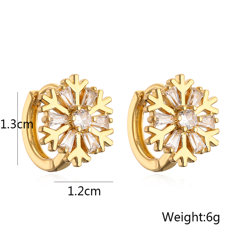 1 Pair Simple Style Commute Bow Knot Rectangle Snowflake Plating Inlay Copper Zircon 18k Gold Plated Earrings display picture 1