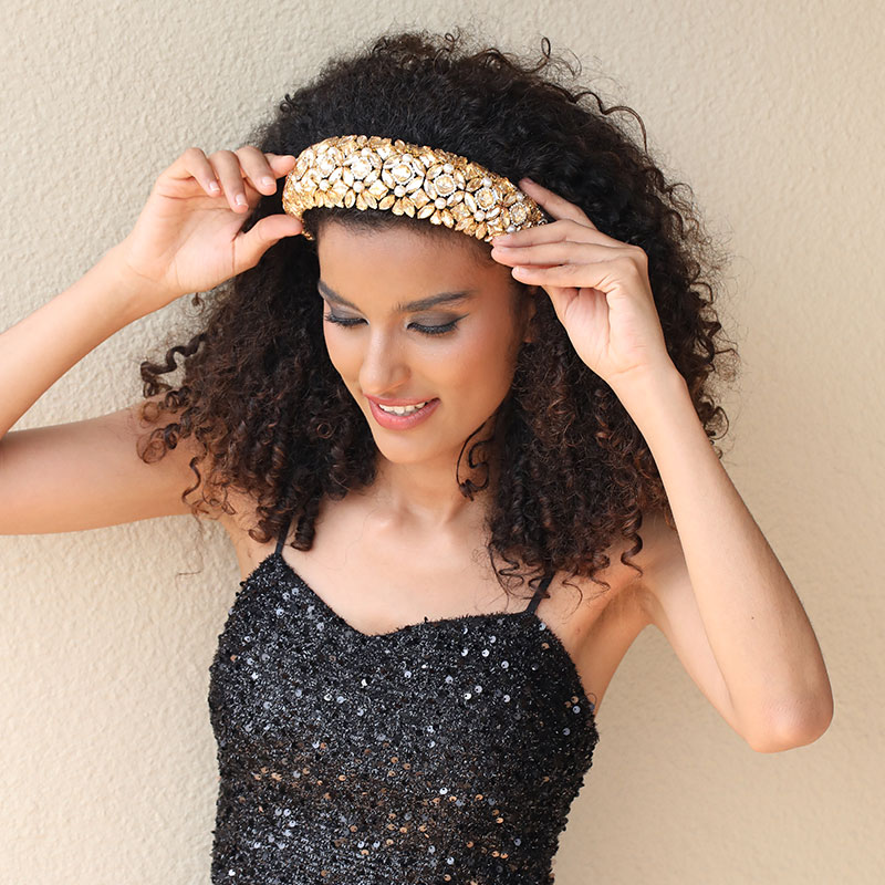 Baroque Style Color Block Imitation Pearl Rhinestone Flannel Hair Band display picture 4