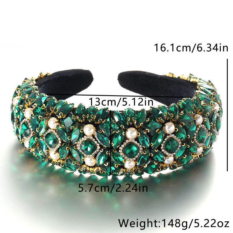 Baroque Style Color Block Imitation Pearl Rhinestone Flannel Hair Band display picture 5
