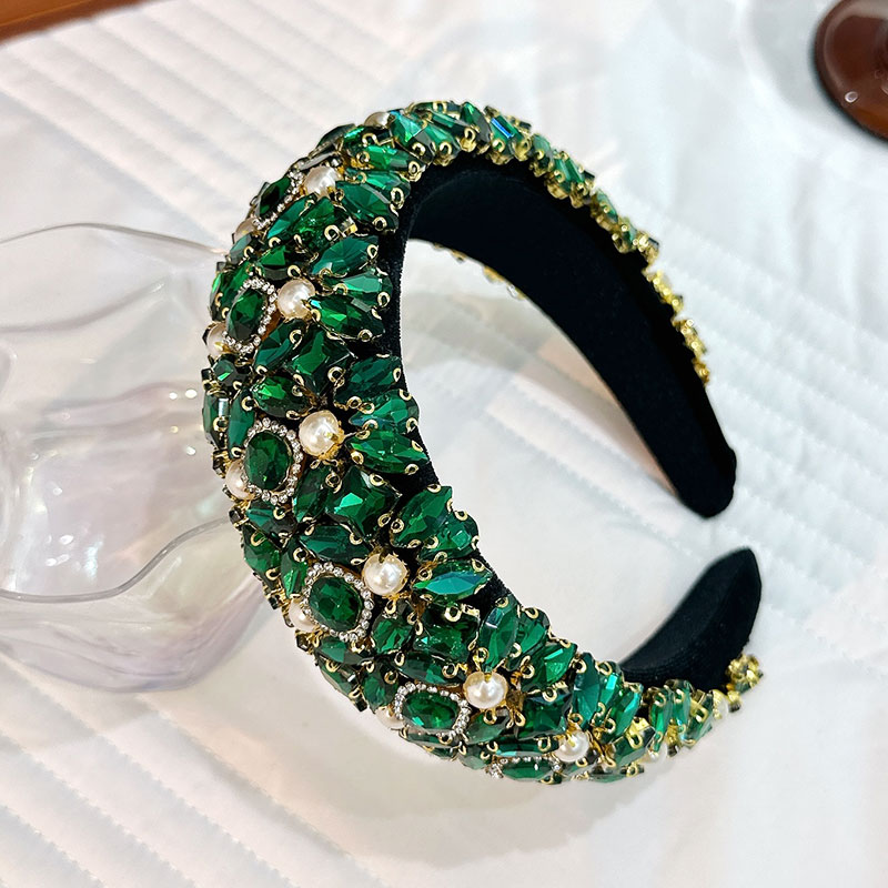 Baroque Style Color Block Imitation Pearl Rhinestone Flannel Hair Band display picture 18